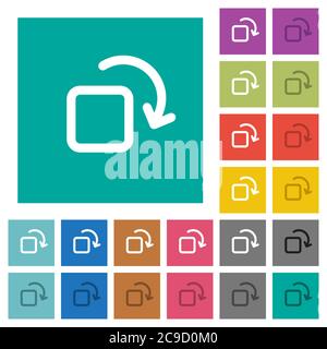 Rotate element multi colored flat icons on plain square backgrounds. Included white and darker icon variations for hover or active effects. Stock Vector