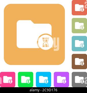 Directory processing flat icons on rounded square vivid color backgrounds. Stock Vector