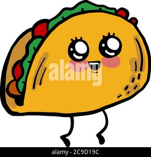 Cute taco, illustration, vector on white background Stock Vector