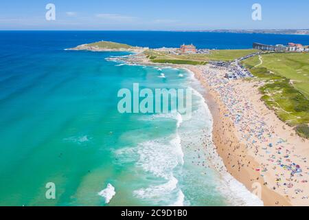Aerial photography of Fistral Beach, Newquay, Cornwall, England Stock Photo