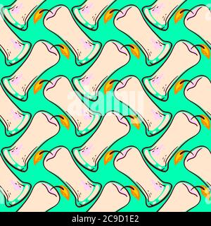 Burning candle ,seamless pattern on green background. Stock Vector