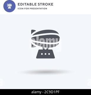 Zeppelin icon vector, filled flat sign, solid pictogram isolated on white, logo illustration. Zeppelin icon for presentation. Stock Vector