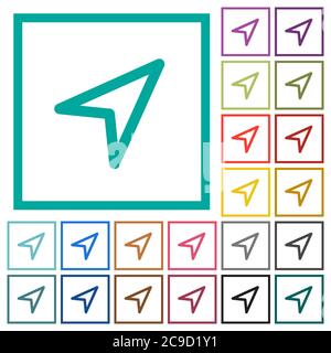 Direction arrow flat color icons with quadrant frames on white background Stock Vector