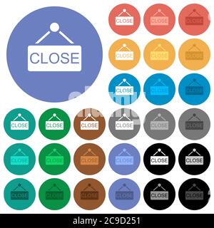 Close sign multi colored flat icons on round backgrounds. Included white, light and dark icon variations for hover and active status effects, and bonu Stock Vector