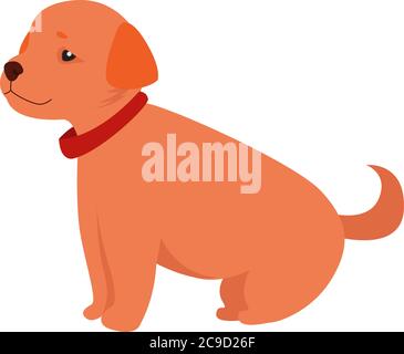 Dog with collar, illustration, vector on white background Stock Vector