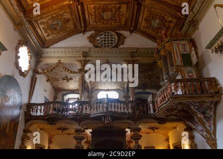 Interior of old mother church in Tiradentes Stock Photo