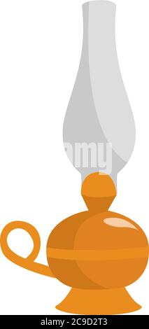 Kerosene lamp, illustration, vector on white background Stock Vector