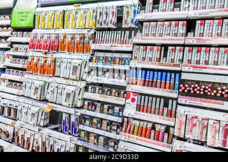 Sarasota Florida,Walgreens,pharmacy,drug store,shelf shelves shelving,cosmetics,beauty products,retail products,display case sale,merchandise,packagin Stock Photo