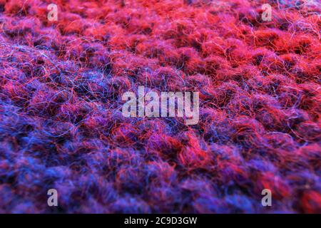 Abstract background red and blue wool with selective focus Stock Photo