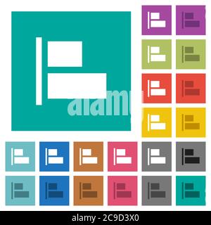 Align to left multi colored flat icons on plain square backgrounds. Included white and darker icon variations for hover or active effects. Stock Vector