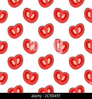 Red tomato ,seamless pattern on white background. Stock Vector