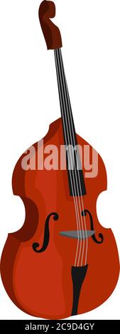 Double bass, illustration, vector on white background Stock Vector