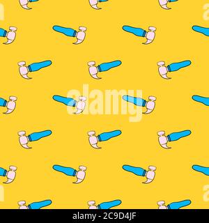 Blue hammer ,seamless pattern on yellow background. Stock Vector