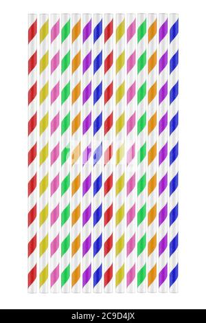 Colored paper drinking straws on white with clipping path Stock Photo