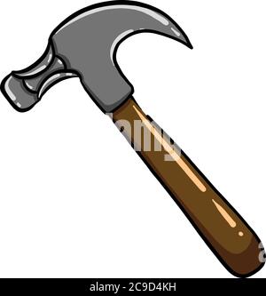Wooden hammer, illustration, vector on white background Stock Vector