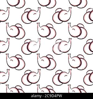 Happy elephants ,seamless pattern on white background. Stock Vector