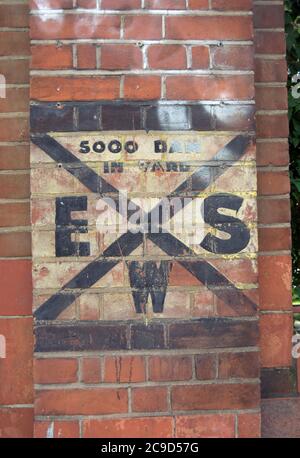 world war two ghost sign in hammersmith, west london, england, indicating the site of an emergency water supply Stock Photo