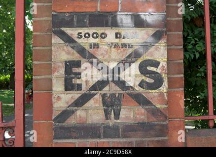 world war two ghost sign in hammersmith, west london, england, indicating the site of an emergency water supply Stock Photo