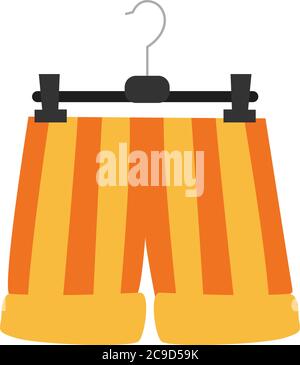 Pants on hanger, illustration, vector on white background Stock Vector