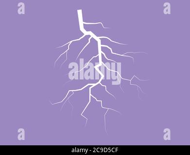 Silhouette Of A Thunder Lightning On A Lilac Background Stock Vector