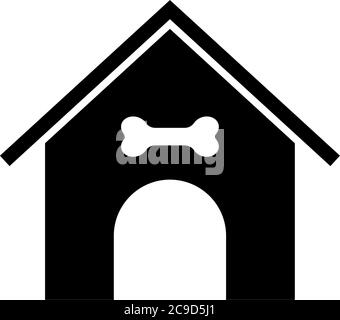 Doghouse, Dog Kennel, Animal House. Flat Vector Icon illustration. Simple black symbol on white background. Doghouse, Dog Kennel, Animal House sign de Stock Vector