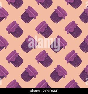 Dotted jar ,seamless pattern on light orange background. Stock Vector