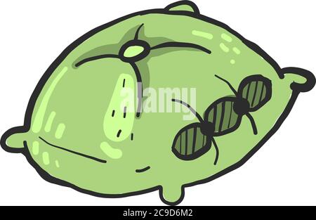 Green pillow, illustration, vector on white background Stock Vector