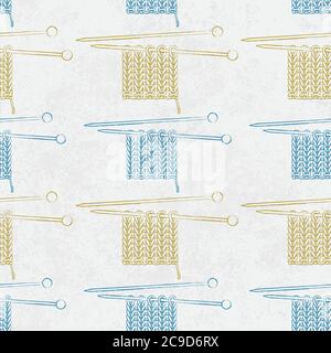 Vector seamless pattern with knit and knitting needles 2 Stock Vector