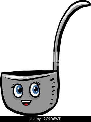 Happy ladle, illustration, vector on white background Stock Vector