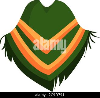 Mexican poncho, illustration, vector on white background Stock Vector