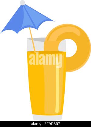Pineapple juice, illustration, vector on white background Stock Vector