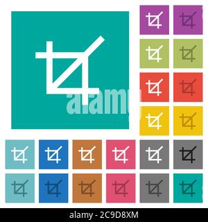 Crop tool multi colored flat icons on plain square backgrounds. Included white and darker icon variations for hover or active effects. Stock Vector
