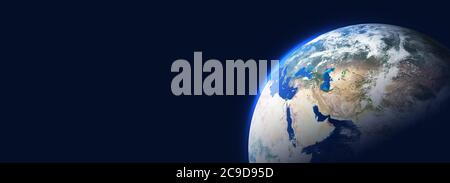 Earth globe in the outer space. Abstract background with copy space. Elements of this image furnished by NASA Stock Photo