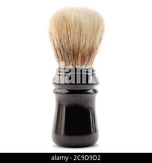 Shaving brush on white background. Barber shop equipment Stock Photo