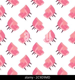Pink armchair ,seamless pattern on white background. Stock Vector