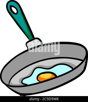 Egg in pan, illustration, vector on white background Stock Vector