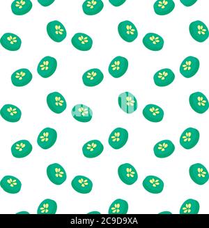 Cucumber slices ,seamless pattern on white background. Stock Vector