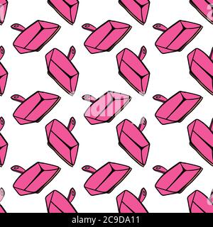 Pink dust pan ,seamless pattern on white background. Stock Vector