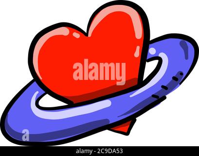 Planet heart, illustration, vector on white background Stock Vector