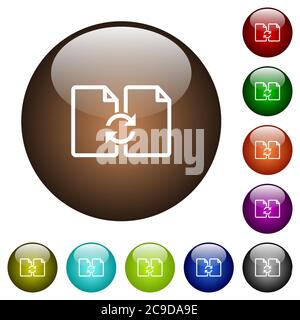 Swap documents white icons on round color glass buttons Stock Vector