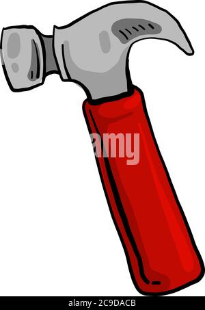 Red hammer, illustration, vector on white background Stock Vector