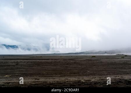 Barren landscape around Mount Bromo Stock Photo