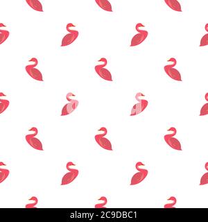 Pink swan ,seamless pattern on white background. Stock Vector