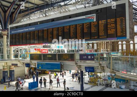 Train departure board at Liverpool Street Station Stock Photo - Alamy