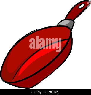 Red pan, illustration, vector on white background Stock Vector