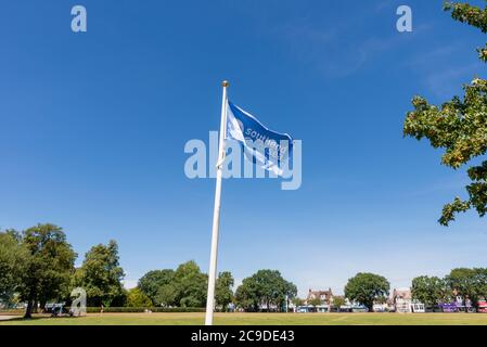 Chalkwell Park in Westcliff on Sea, Southend, Essex, UK. Southend on Sea Borough Council green space in an urban area. Blue flag and wide open space Stock Photo