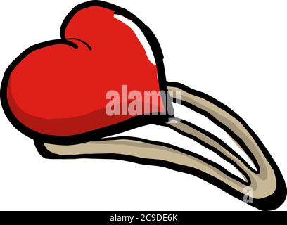 Heart hairpin, illustration, vector on white background Stock Vector