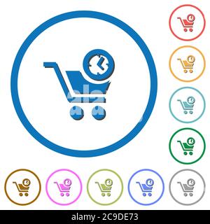 Instant purchase flat color vector icons with shadows in round outlines on white background Stock Vector