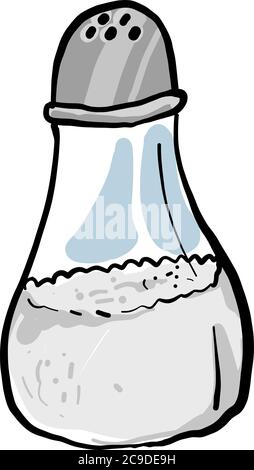 Salt in bottle, illustration, vector on white background Stock Vector