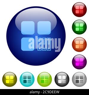 Archive component icons on round color glass buttons Stock Vector